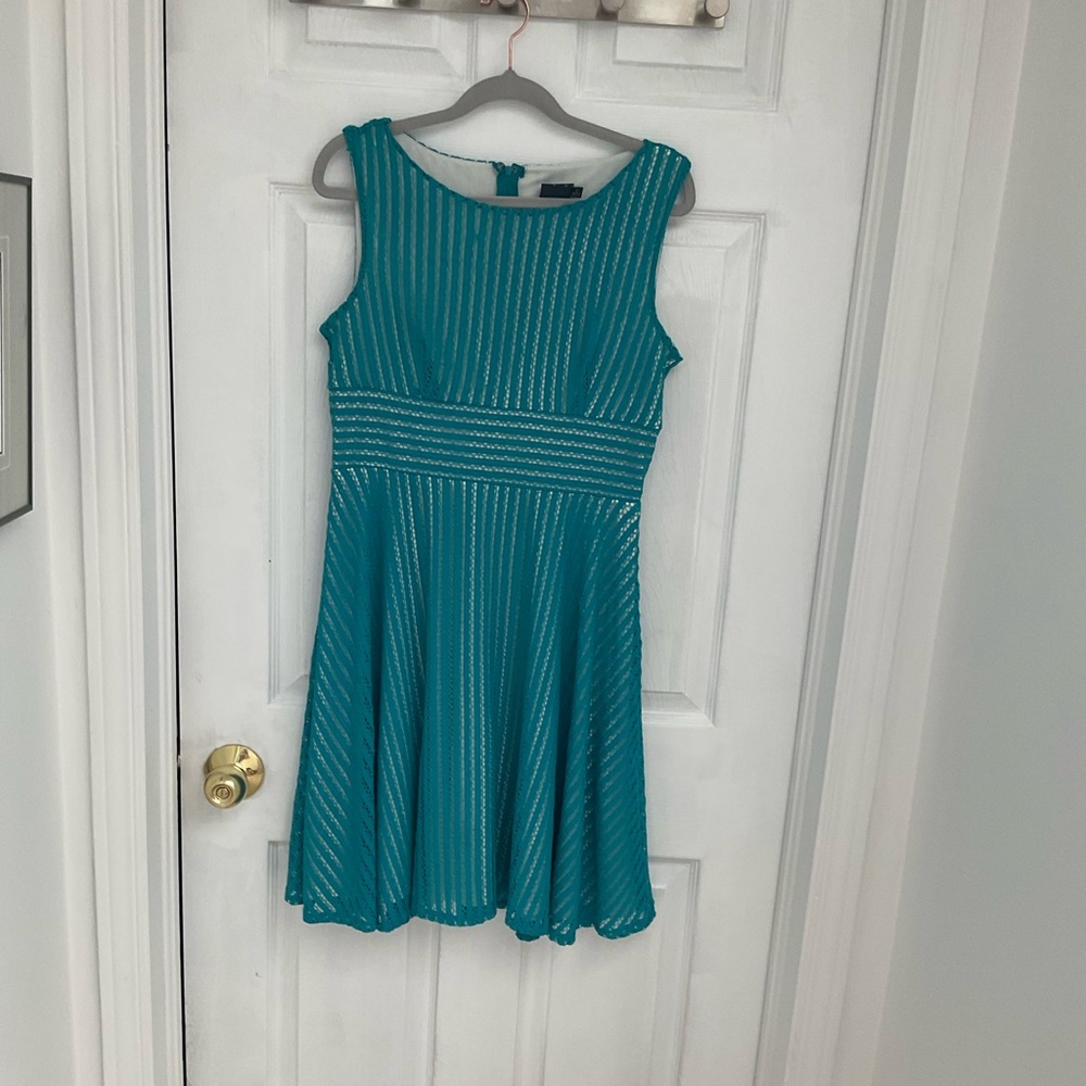 Gabby Skye Teal Striped Dress